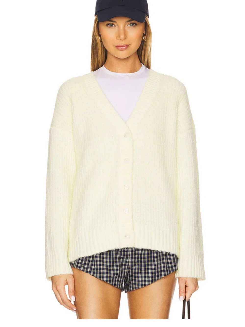 Lovers + Friends Cream V-Neck Button-Front Cardigan